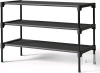 New Kitsure Shoe Rack - Non-Woven Shoe Rack Shelf, Shoe Organizer for Closet, Entryway, Garage & Corridor, Stackable Shelves, 70 x 30 x 47cm, Black