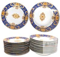 24pcs Vintage Pegasus Fine Porcelain : 12 Each 8" Soup Bowls & 7.5" Plates, No Chips or Cracks