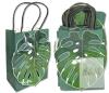 New 24-Pack Tropical Monstera Leaf Tiki Paper Gift Bags - 3.25" &times; 3.15" &times; 8.15" Tall (Excluding Handles)