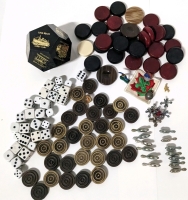 Vintage to Newer Game Pieces, 6-Sided Dice, Jacks, and a bunch of tiny Beaver Tokens!