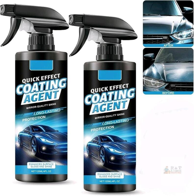New OGAS 2-Pack Car Coating Spray, Quick Effect Coating Agent, Advanced Car Quick-Acting Coating Agent for Most Colors & Finishes, Scratch Wax Coating Spray for Shine & Protection 500ml ea [exp 2029]