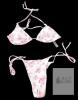 New Size XS Women's 2-Piece Fkoral Pink White String Bikini Swim Set - 2