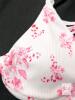 New Size XS Women's 2-Piece Fkoral Pink White String Bikini Swim Set - 3