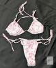 New Size XS Women's 2-Piece Fkoral Pink White String Bikini Swim Set - 4