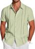 New Size MED Men's Coofandy Cuban Guayabera Shirt Short Sleeve Button Down Shirts Casual Summer Beach Linen Shirts