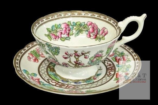 Vintage (Possibly Antique) Coalport Indian Tree Footed Teacup and Saucer, Small Fleabite Inside Cup, No Chips or Cracks