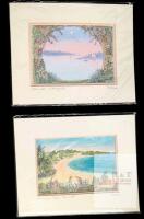 2 Vintage Signed Lithograph Prints, Matted, by Canadian Artist Diana Higginbotham : Bermuda Moongate & Horseshoe Bay, Bermuda, 10" &times; 8"