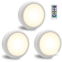 New Totalhow 3-Pack Battery Operated LED Puck Lights with Remote Control, Battery Operated, Touch Control, 3-Pack, White