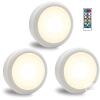 New Totalhow 3-Pack Battery Operated LED Puck Lights with Remote Control, Battery Operated, Touch Control, 3-Pack, White