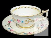 Vintage Royal Chelsea English Bone China Teacup & Saucer, Gold Blue & Pink Flowers, No Chips or Cracks, Rings True