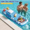 New Extra Large Inflatable Tanning Pool Float Tray - 61" L x 18" W Non-Slip Sunbathing Bed Tray with Cooler Ice Bar for Tanning Lounge Raft & Blow up Suntan Tub Pool Stuff Party Gifts