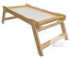 Portable Bed Tray - Pine Wood, Natural Finish - Foldable, Adjustable - Laptop Desk - 12.25" &times; 23.25" &times; 9" Tall (Extended)