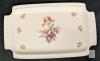 Mid Century German Democratic Republic Floral Porcelain Rectangle Serving Platters With Handles 14.2" &times; 8.5" , White Opal Glass Bowl 8.2" &times; 3.75" Tall, Ice-Style Glass Dumpling Tray 10.5" Long & Andrea by Sadek 10.5" Cake Plate & Matching Server "Amore" - 3