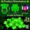 New iGeeKid 24 Pack St. Patricks Day Green Shamrocks LED Light Up Ring for Adults St. Patricks Party Accessories Favors LED Finger Lights Glow in The Dark Carnival Party Supplies Gift Toy - 2