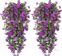 New 2pc Homsunny Artificial Hanging Flowers, Purple, 15" Tall With 16" Long Hanging Portion l, X004VTZN1D