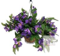 New Homsunny Artificial Hanging Basket, 3 Bunches Purple Flowers 18" Long, Coir-Lined Metal Hanging Basket, Styrofoam Half-Sphere With Artificial Turf , X004VTQ8ZD