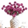 New 12pc Inqcmy Deep Purple Artificial Ball Chrysanthemums Silk Wedding Flowers with Stems-Indoor and Outdoor Decor, Deep Purple, 20" Long X004XLA3ZP