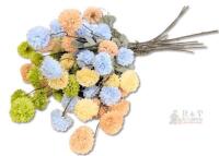 New 12pc Inqcmy Multicolor Artificial Ball Chrysanthemums Silk Wedding Flowers with Stems-Indoor and Outdoor Decor | Light Orange, Light Deep Green, Light Blue, Light Yellow | 20" Long X094XL8KRD
