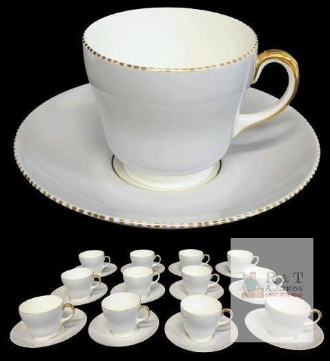 12pcs Vintage Wedgwood English Bone China Gray April Colours Tea Cups & Saucers, No Chips or Cracks, Rings True