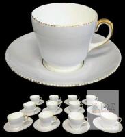 12pcs Vintage Wedgwood English Bone China Gray April Colours Tea Cups & Saucers, No Chips or Cracks, Rings True