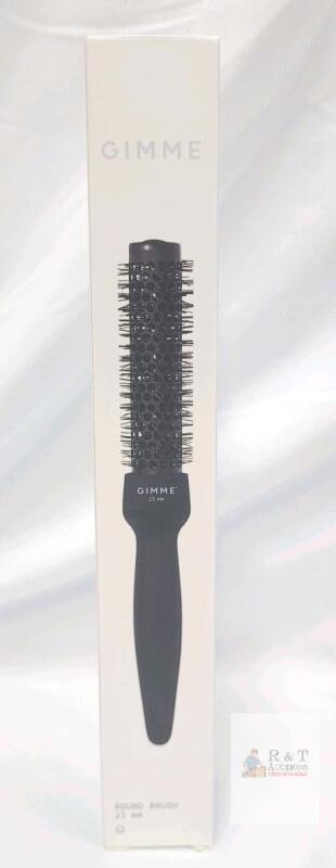 GIMME 25mm Round Hair Brush, Black, Ceramic Barrel, Ergonomic Handle, Vented Design