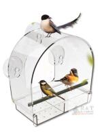 New Sunally Window Bird Feeder SN-WBD04 Easy Bird Watching, With Perch & Removable Seed Trays 8" &times; 8"