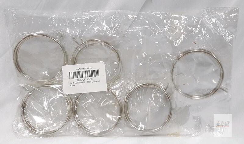 14-Piece Metal D-Ring Rod Hooks, 1.5" Inner Diameter, Silvery Finish