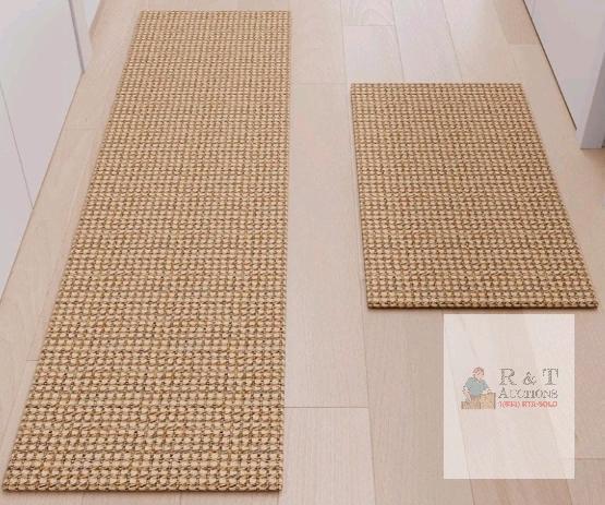 HOMEK Kitchen Rug Set, Non-Slip, 2-Piece, 60"x17" Runner + 30"x17" Mat, Machine Washable, Tan