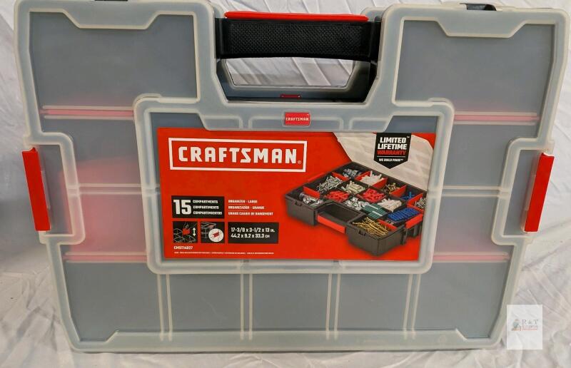 CRAFTSMAN CMST14027 Large Organizer, 15 Compartments, Polypropylene, 17-3/8"x3-1/2"x13"