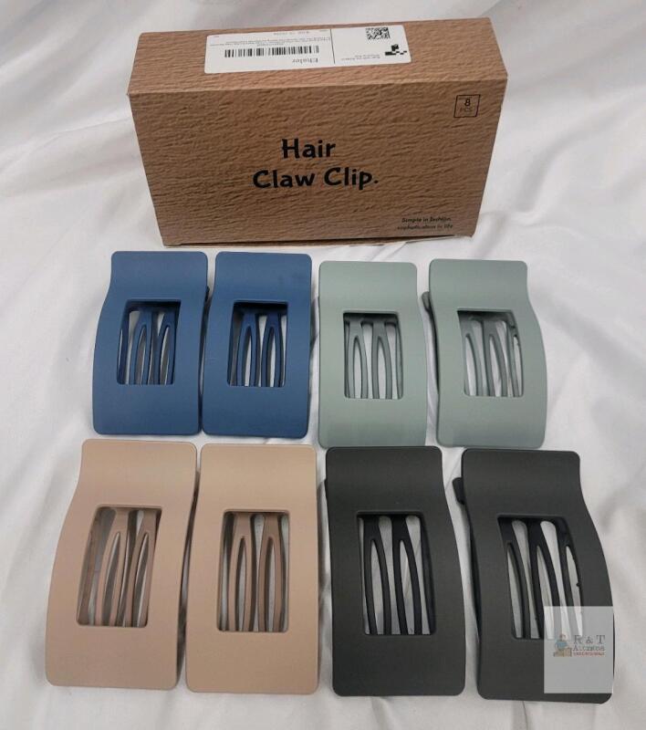 Ehaler Large Matte No-Slip Hair Claw Clips, 8-Pack, Assorted Colors