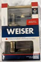Weiser SmartKey Keyed Entry Lever Lockset, Satin Nickel, Grade 2, BHMA Certified, Microban