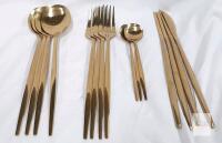 new 16-Piece Modern Gold Stainless Steel Flatware Set &ndash; Mirror Finish, 4 Place Settings, Minimalist Design