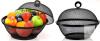 New 2-Pack Mesh Fruit Bakset with Lid, 10 Inch Wire Food Cover Protective Produce Holder Covered Fruit Bowl, Metal Vegetable Strainer for Kitchen Countertop, Black