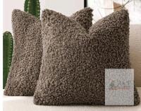 New Foindtower 2pc. 26"&times;26" Chocolate Faux Fur Throw Pillow Covers