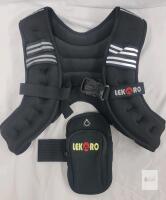 LEK&Auml;RO 12lb Adjustable Weighted Vest with Reflective Stripes & Detachable Phone Pouch, Black