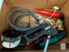 Mixed Lot Hand Tools: Lenox Hole Saw, Eveready Flashlight, Staple Gun, Valve, Cables