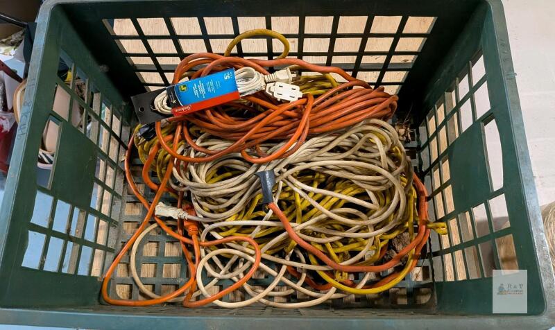 Assorted Heavy-Duty Extension Cords, 5 Pack, Orange/Yellow/White, 3-Prong, 5-50 ft, Mixed Gauge