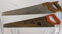 Sandvik 277 Tradition 25" 7 TPI Swedish Hand Saw w/ Hardwood Handle & 20" Plastic Handle Saw