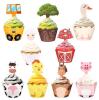 New Sliner 72 Pcs Farm Animal Cupcake Toppers and Wrappers Farm Theme Decorations