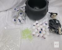 new Halloween Decoration Set &ndash; Cauldron, Skeleton, Eyeball Lights, Spiders & More (Multi-piece Kit)