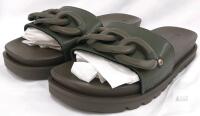 Women's Olive Chunky Chain Slide Sandals - Size US 9 / EU 40, TZ Shoes, Platform Sole