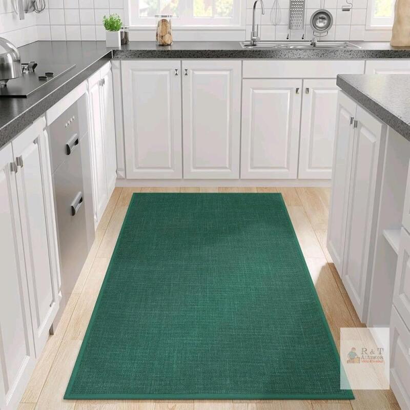 New Hargiis Kitchen Rug, Rubber Non Slip Kitchen Rugs Washable, Absorbent Runner Mat for Floor, Machine Washable Standing Mats for in Front of Sink, Laundry, Entryway, Hallway (Dark Green, 71" &times; 35")