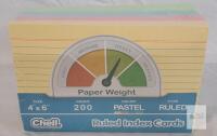 Chell CLO11846-200PST 4" x 6" Pastel Ruled Index Cards, 200 Count, 85 lb. Cover Weight
