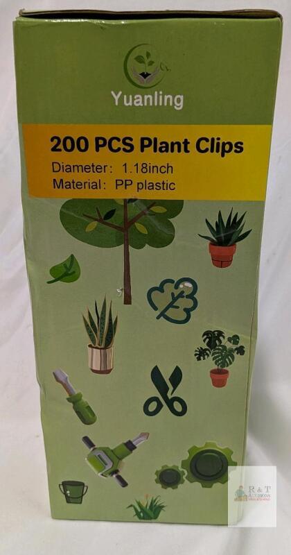 Yuanling 200 pcs Plant Clips, 1.18" Diameter, PP Plastic, Transparent, Original Packaging