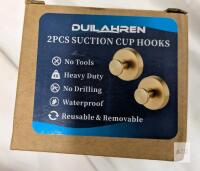 DUILAHREN 2PCS Suction Cup Hooks, Stainless Steel, Brushed Gold Finish, 11 lbs Capacity