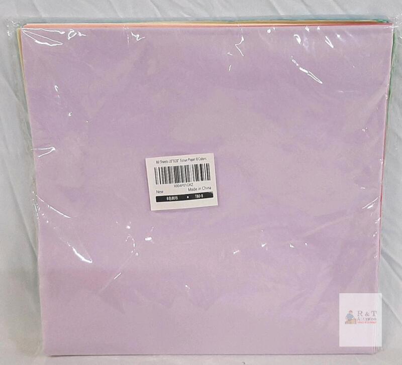 new 80-Sheet Colored Tissue Paper Pack, 20" x 20", 8 Colors