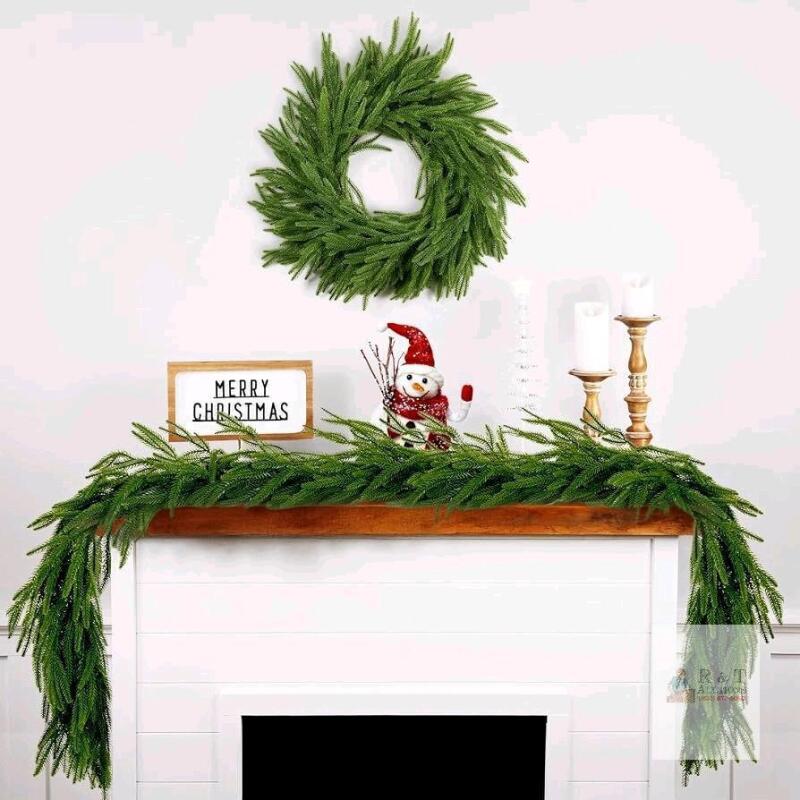 New 2 Pack Christmas Garlands Pine Garland Artificial Faux Greenery Garland for Holiday Indoor Outdoor Decor.