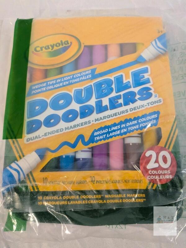 Crayola Double Doodlers Dual-Ended Washable Markers, 20 Colors, 10 Pack, Original Packaging
