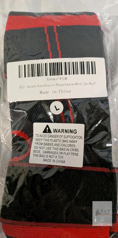 Kecartu Ankle Brace for Plantar Fasciitis Relief, Size L, Red, 2 Pieces