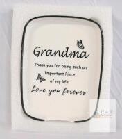 new Ceramic Spoon Rest with Sentimental "Grandma" Message and Butterfly Design